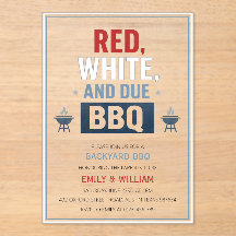 Rote Weiße und fällige BBQ Baby Shower Einladung