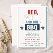 Rote Weiße und fällige BBQ Baby Shower Einladung