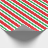 Rote, weiße und grüne Flecken und dünne Streifen Geschenkpapier (Ecke)