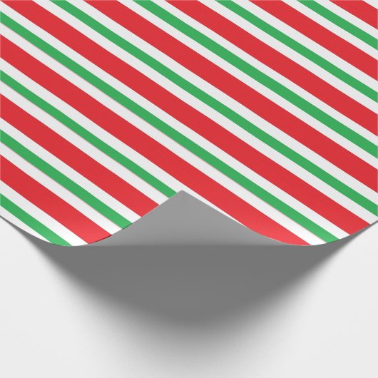 Rote, weiße und grüne Flecken und dünne Streifen Geschenkpapier (Ecke)