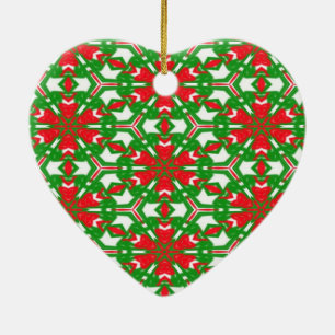 Rote, weiße und grüne Kaleidoskope Keramik Ornament