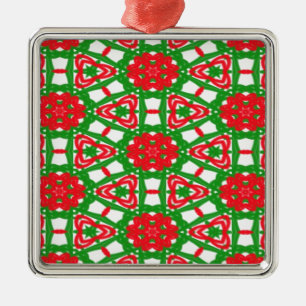 Rote, weiße und grüne Kaleidoskope Ornament Aus Metall