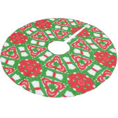 Rote, weiße und grüne Kaleidoskope Polyester Weihnachtsbaumdecke (Schrägansicht)