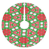 Rote, weiße und grüne Kaleidoskope Polyester Weihnachtsbaumdecke (Vorderseite)