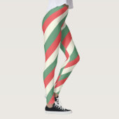 rote, weiße und grüne, klassische Candy Cane Strei Leggings (Rechts)