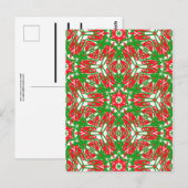 Rote, weiße und grüne Schneeflocken Postkarte (Vorne/Hinten)