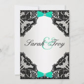 Rote, weiße und grüne Spitzen Hochzeitseinladung Einladung (Rückseite)