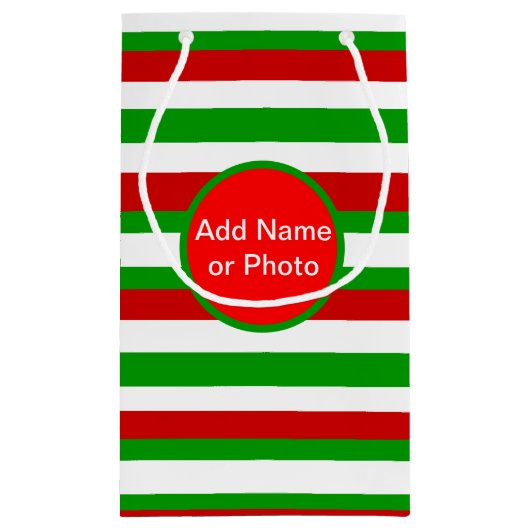 Rote, weiße und grüne Streifen Kleine Geschenktüte (Rückseite)