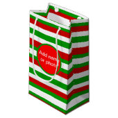 Rote, weiße und grüne Streifen Kleine Geschenktüte (Vorderseite Schrägansicht)