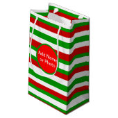 Rote, weiße und grüne Streifen Kleine Geschenktüte (Rückseite Schrägansicht)
