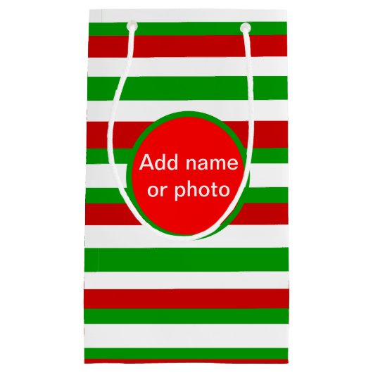 Rote, weiße und grüne Streifen Kleine Geschenktüte (Vorderseite)