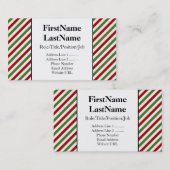 Rote, weiße und grüne Streifen Visitenkarte (Vorne/Hinten)