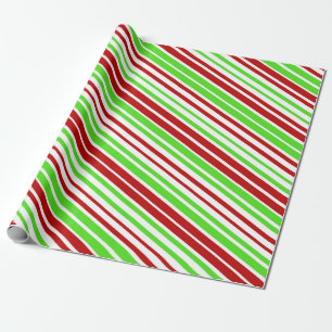 Rote, weiße und grüne Weihnachtsstreifen/Linien Geschenkpapier