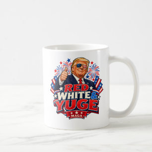 Rote Weiße und riesige Flaggen-Schattierungen auf Kaffeetasse