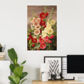 Rote, weiße und rosa Hollyhocks, Christensen Poster (Heimbüro)