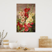 Rote, weiße und rosa Hollyhocks, Christensen Poster (Küche)