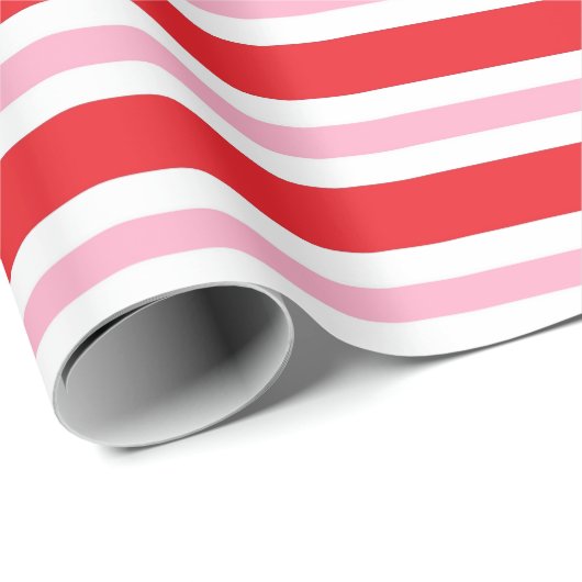 Rote, weiße und rosa starke und dünne Streifen Geschenkpapier (Rolleneckpunkt)