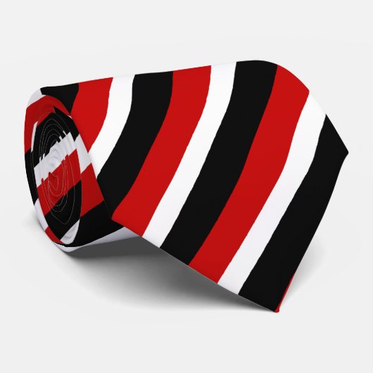 Rote, weiße und schwarze diagonale Streifen Krawatte (Gerollt)