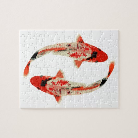 Rote, weiße und schwarze Koi Fische Puzzle (Horizontal)
