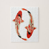 Rote, weiße und schwarze Koi Fische Puzzle (Vertikal)