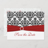 Rote, weiße und schwarze Save the Date Postkarte (Vorne/Hinten)