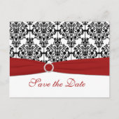 Rote, weiße und schwarze Save the Date Postkarte (Vorderseite)