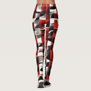Rote, weiße und schwarze Variation Schachte Leggin Leggings
