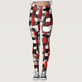 Rote, weiße und schwarze Variation Schachte Leggin Leggings