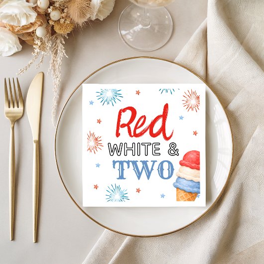 Rote Weiße und Zwei Eiscreme-Party-Servietten Serviette