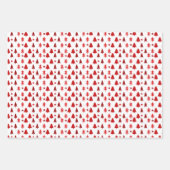 Rote, weiße Urlaubsbäume, Schlitten und Snowmen Geschenkpapier Set (Vorderseite 3)