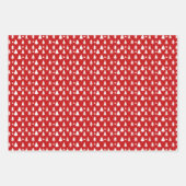 Rote, weiße Urlaubsbäume, Schlitten und Snowmen Geschenkpapier Set (Vorderseite 2)