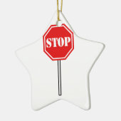 ROTE WEISSE WARNHINWEISS-SIGN HEXAGON-FORM KERAMIKORNAMENT (Links)