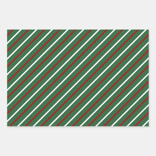 Rote weiße Weihnachtsstreifen Geschenkpapier Set (Vorderseite)