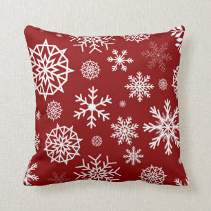 Rote weiße Winter-Schneeflocke-Weihnachtsfeiertag Kissen