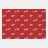 Rote weiße XOXO-Herz-Streifen Geschenkpapier Set (Vorderseite)