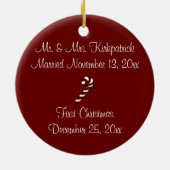 Rote/weiße Zuckerstange "des Paares erstes Keramikornament (Hinten)