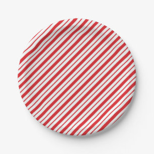 Rote Weiße Zuckerstreifen Feiertag Weihnachten Pappteller