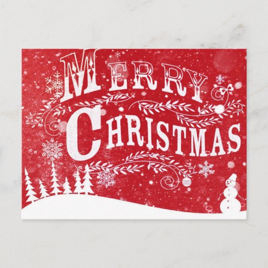 Rote weißes Weihnachtseinstellung Feiertagspostkarte (Vorderseite)