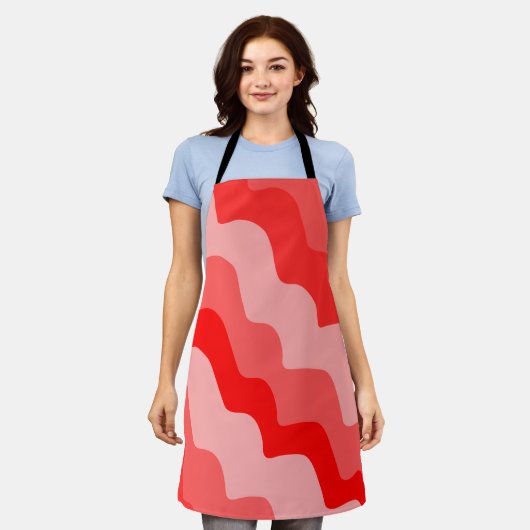 Rote Wellen Schürze (Getragen)