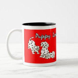 Rote Welpen-Liebe-Tasse Zweifarbige Tasse