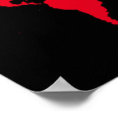 Rote Weltkarte auf schwarz Poster (Ecke)