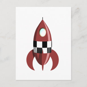 Rote Weltraumrakete Postkarte