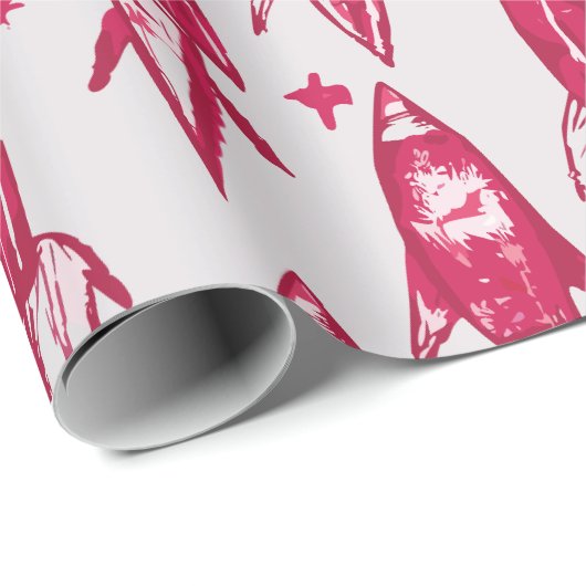 Rote Weltraumraketen Geschenkpapier (Rolleneckpunkt)