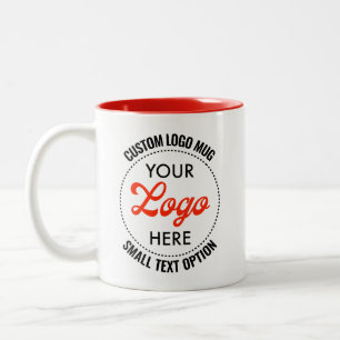 Rote Werbe-Tasse mit zweifarbigem Logo und kleinem Zweifarbige Tasse