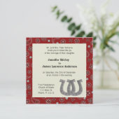 Rote Western-Hochzeits-Einladung Einladung (Stehend Vorderseite)
