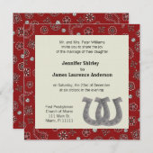 Rote Western-Hochzeits-Einladung Einladung (Vorne/Hinten)