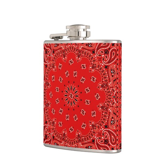 Rote Westernbandana-Schal-Gewebe-Verpackung Flachmann (Links)