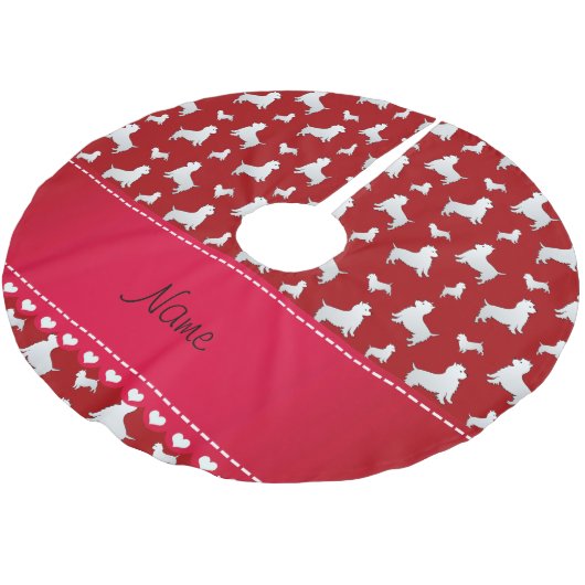 Rote Westhochland-weißes Terrier-Namenshunde Polyester Weihnachtsbaumdecke (Schrägansicht)
