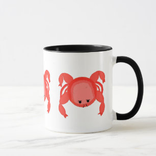 Rote Whimsical-Krabben mit Knopfaugen Tasse