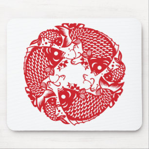 Rote Whirling Koi Karpfen-Fisch-Gruppe Mousepad